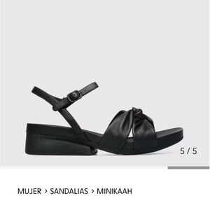 Camper Black Platform Sandals with Ankle Strap